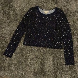 Navy Blue Crop Long Sleeve Tee